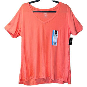 Coral V-neck short sleeve tee